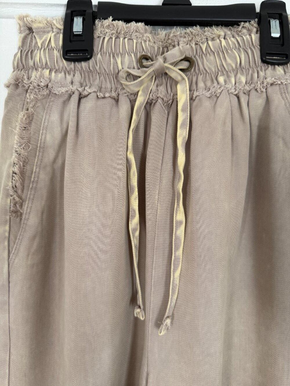 Premium Tencel Mineral Wash Flowy Wide Leg Pants Soft Drapey Neutral Loose Boho - Picture 7 of 12